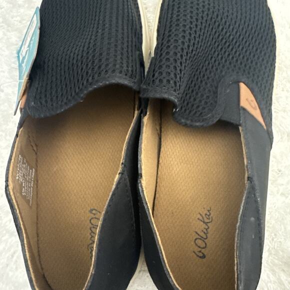 Olukai Pehuea Black Taupe Mesh Casual Slip On Loafers Shoes Women's 11 - Picture 8 of 12